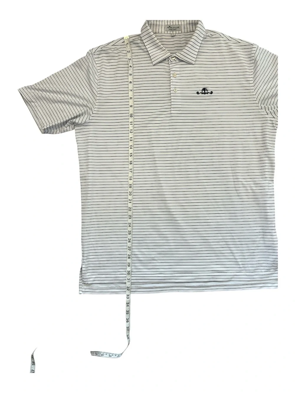 Peter Millar Summer Comfort Polo Shirt XL White Navy Striped Golf Performance